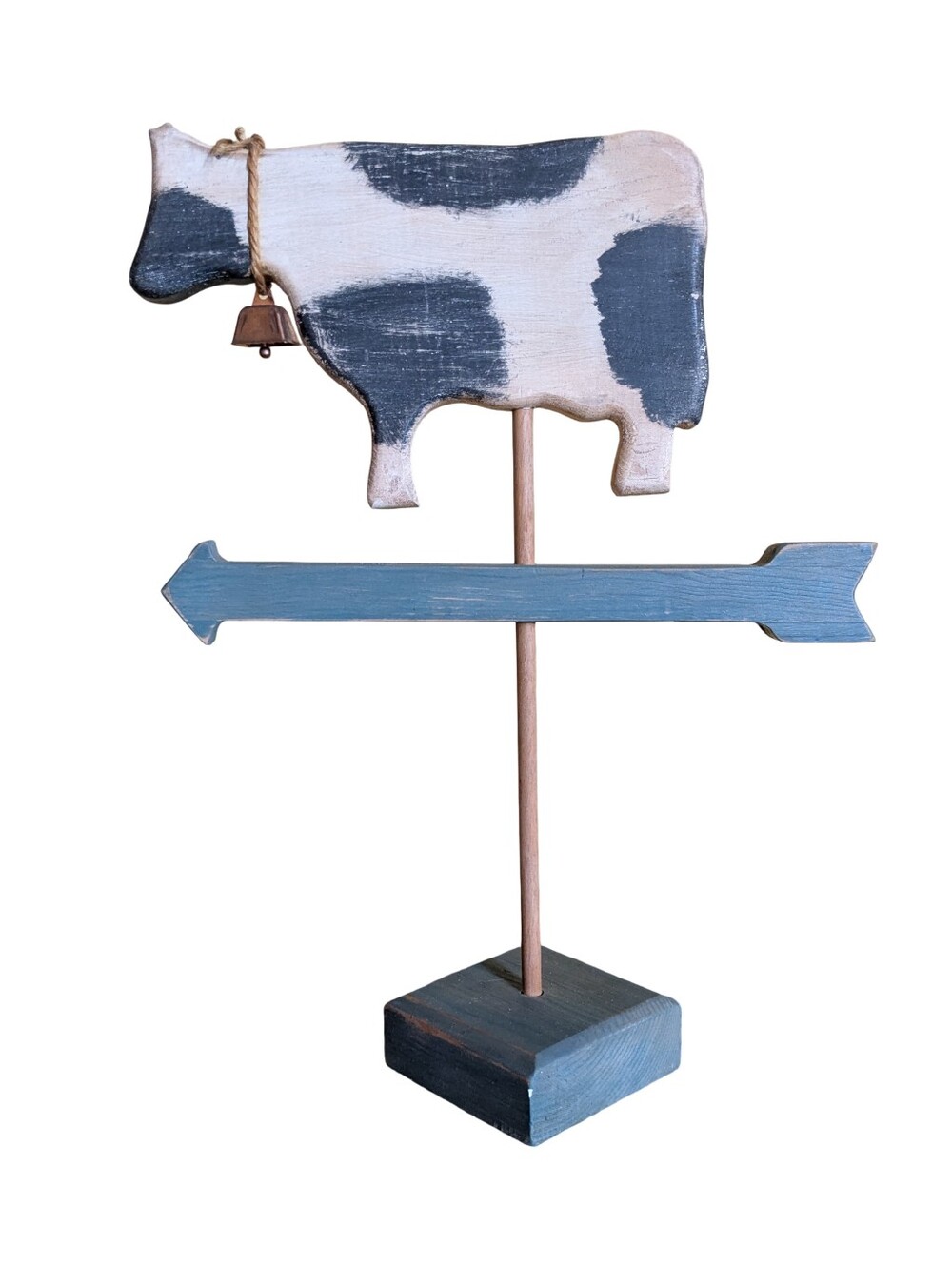 Primitive Wooden Cow Weathervane Decoration Country Folk Art Farmhouse
